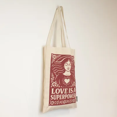 Nomad Sari Iconic Toni Tote Bag - Love is a Super Power - Naturale 10oz — foto 1