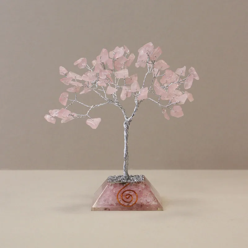 Gemstone Albero with Organite Base 80 Stone Rosa Quartz