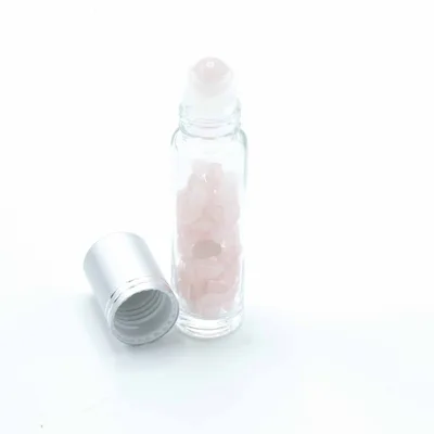 Gemstone Essenziale Olio Roller Bottle - Rosa Quartz - Argento Cap + Gemstone Roller Tip for 5ml Bottle - Rosa Quartz — foto 2