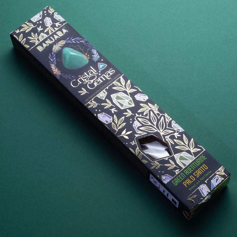 Banjara Cristal Gemas Incenso Sticks - Verde Aventurine Palo Santo — foto 1