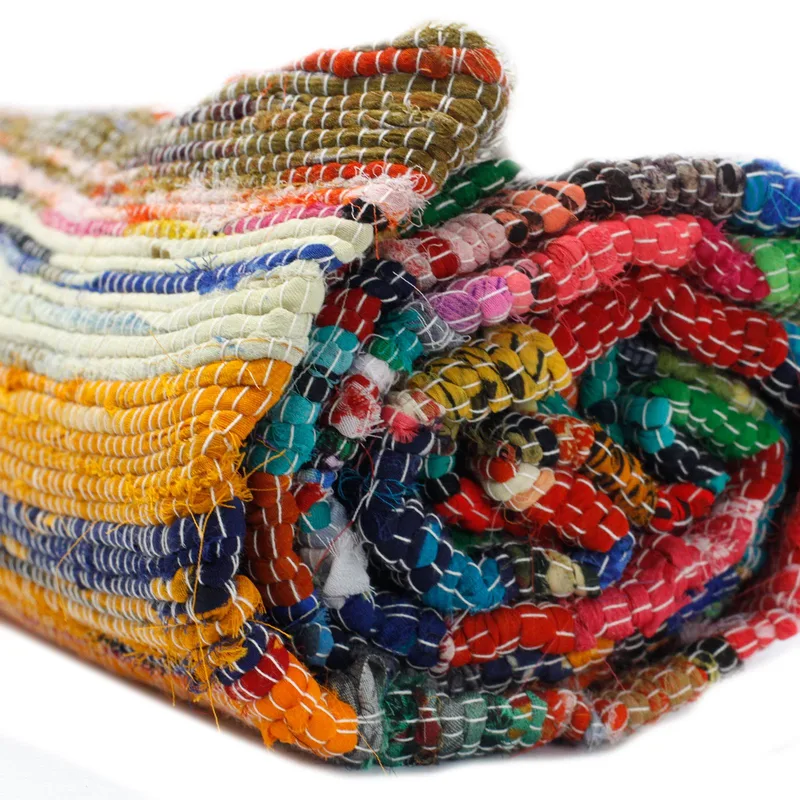 155 x 90cm Luxury Rag Rug Naturale — foto 3