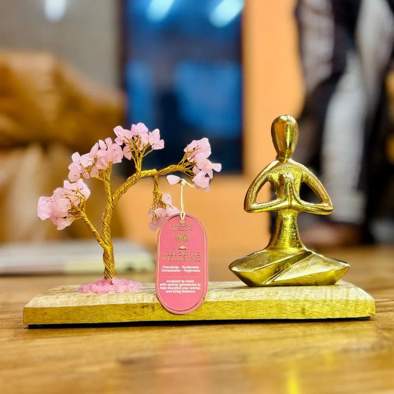 Gemstone Yoga Garden Namaste Pose Rosa Quartz Tilted Albero 100 chipstones
