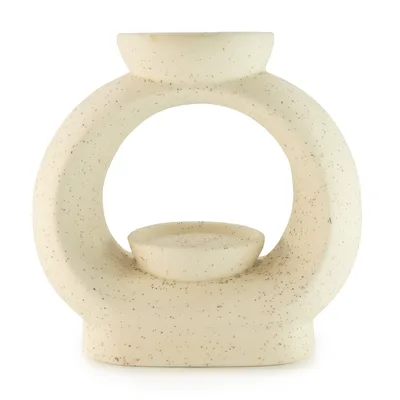 Ceramic Zen Olio Bruciatore - Large Oval Pebble - Speckled Off-White