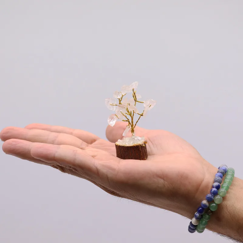 Mini Gemstone Trees On Legno Base - Rock Quartz (15 stones) — foto 3
