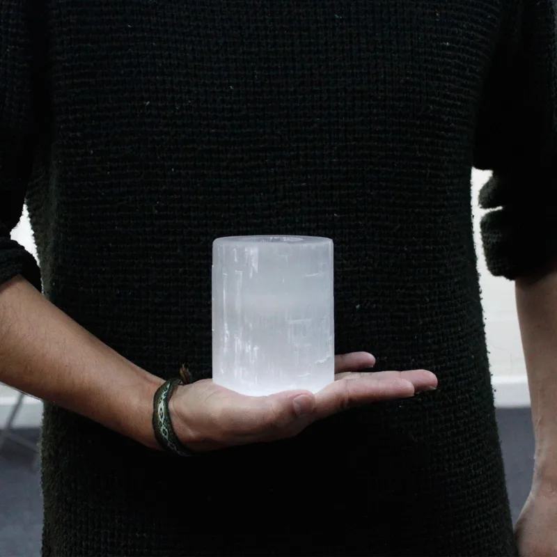 Selenite Cylinder Candela Porta 10 cm — foto 1