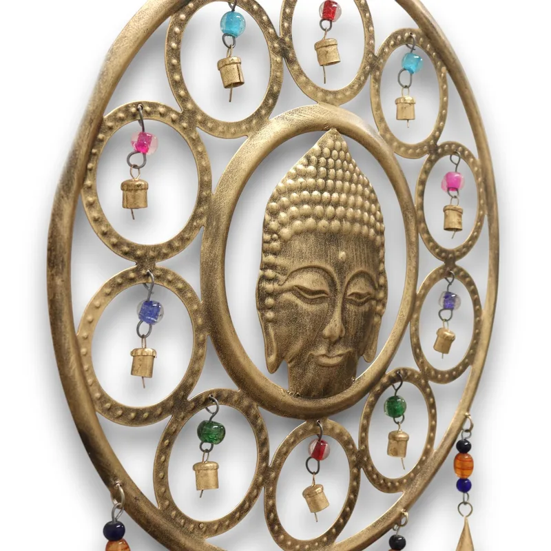 Indian Chimes - Lrg Buddha Face 15 Bell Chimes - 36cm — foto 1
