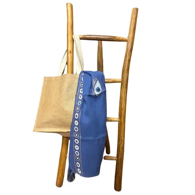 Nomad Sari On the Med Collection Pario Rich Blu & Oro Hand Painted Evil Eye Design — foto 1