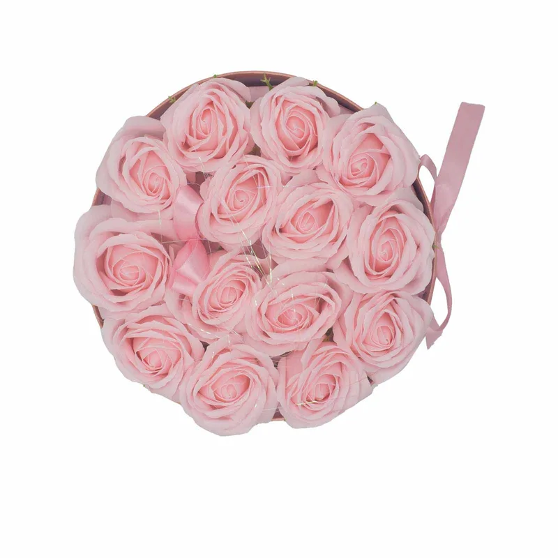 Sapone Fiore Gift Bouquet - 14 Pink Roses - Round — foto 2