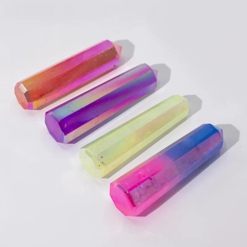 Gemstone Obelisk Point approx 9cm Aurura Crystal Quartz Pale Verde — foto 1