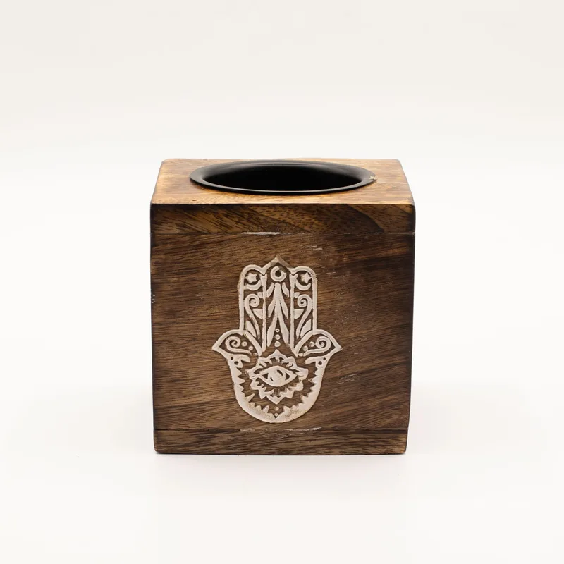 Square Mango Legno Olio Bruciatore - Hamsa