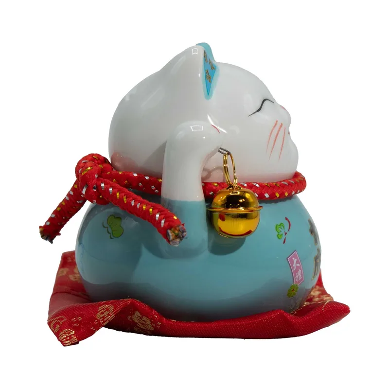 Ceramic Money Cat Bank Blu on Cushion — foto 2