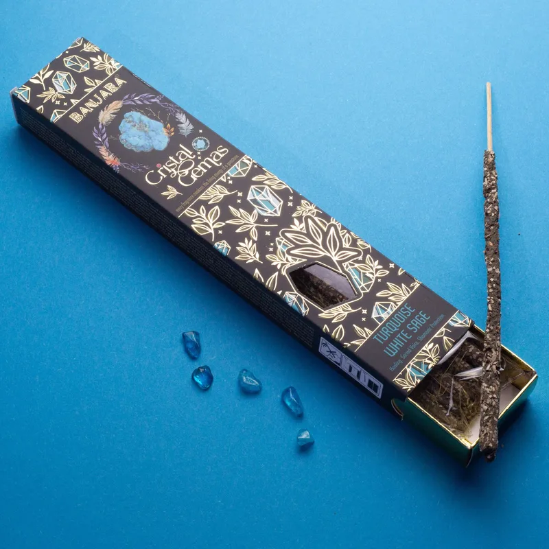 Banjara Cristal Gemas Incenso Sticks - Turquoise Bianco Sage — foto 2