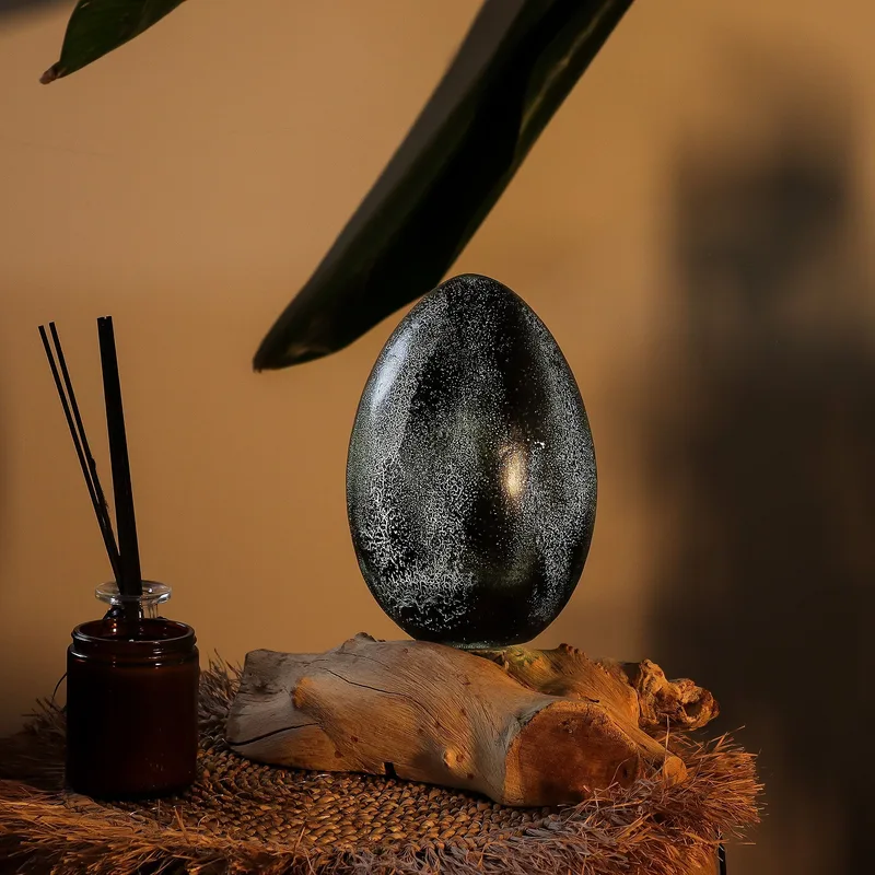 DriftGlow Lamp Crackle Lava Egg Shade Grey — foto 4