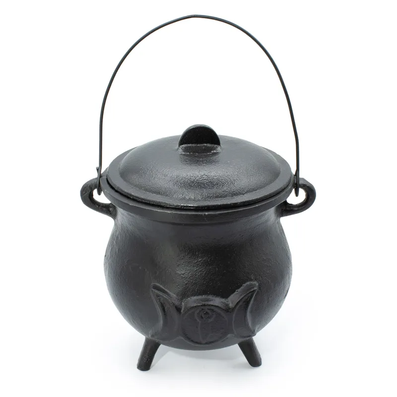 Extra Huge Cast Iron Cauldron with Triple Moon 23x18cm