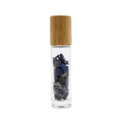 Olio Roller Bottiglia con Pietra Naturale – Sodalite – Cappuccio in Legno + Punta Roller in Pietra per Flacone da 5 ml — foto 1