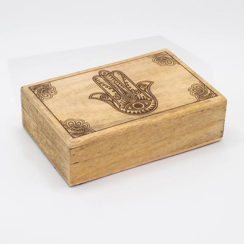 Big Rectangle Scatola 21.5x14x6.3cm Hamsa Nero Engraved