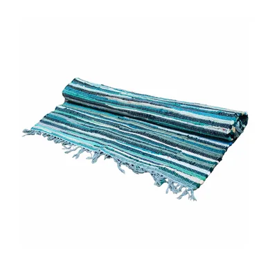Small Rag Rug 50x90cm premium quality Aqua Blues