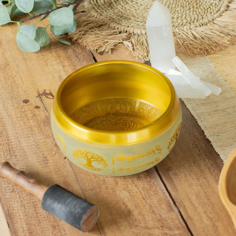 Large Aluminum Singing Bowl Buddha Albero of Life Copper Colour — foto 1