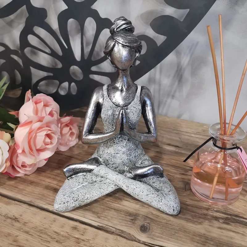 Yoga Lady Figure Argento & Bianco 24cm — foto 2