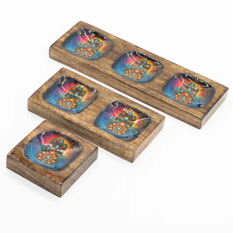 Med Enamelled Mango Tray Set Hamsa