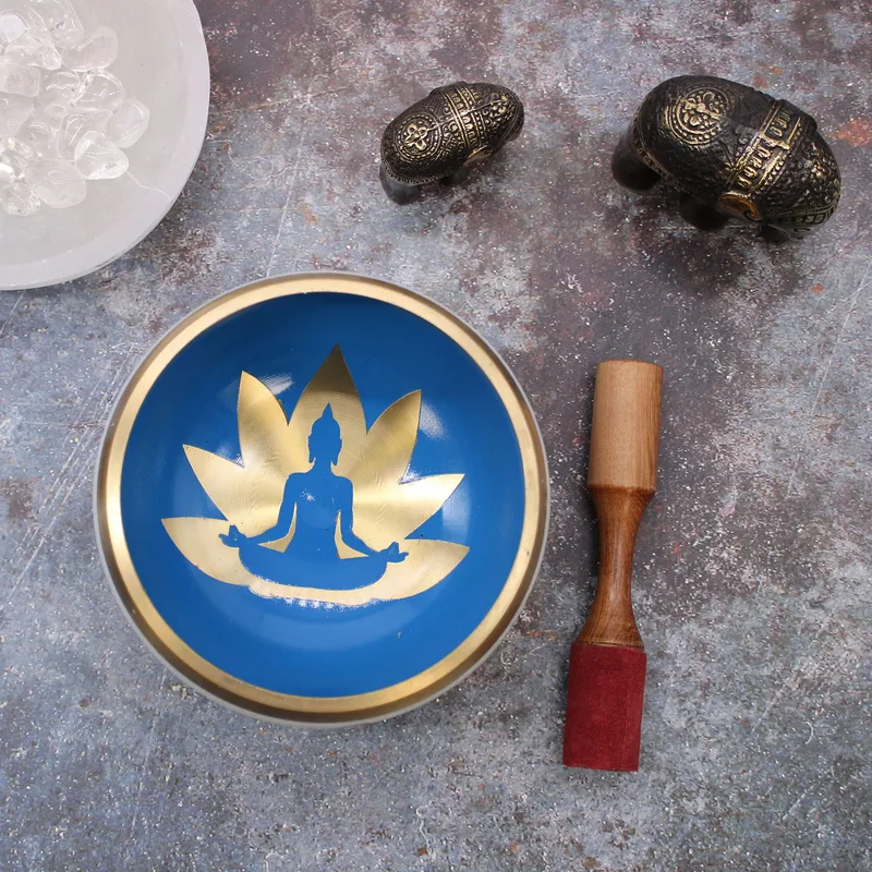 Lrg Yoga Moves Singing Bowl Set- White/Blue 14cm — foto 1