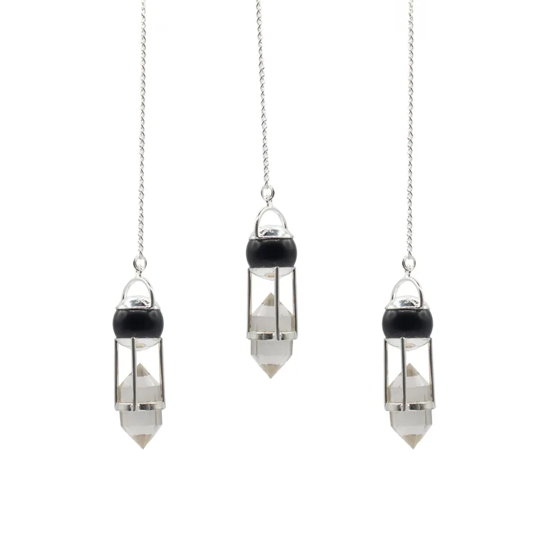 Shadow Seer Double Power Pendulum Obsidian Globe Clear Quartz Double Terminated