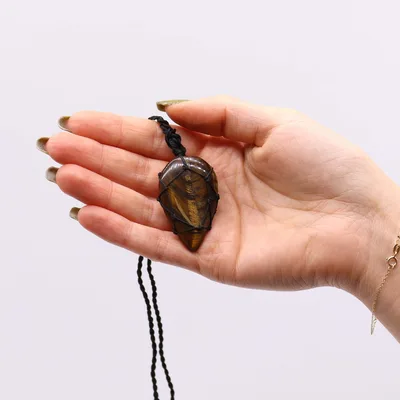 Laced Gemstone Teardrop Pendant - Tigereye — foto 2