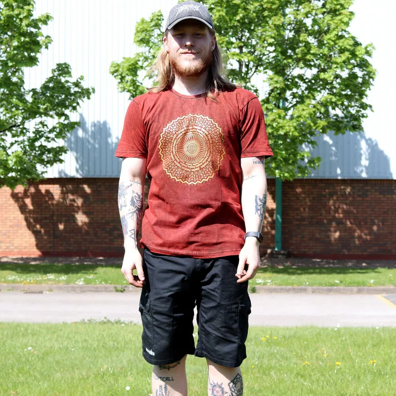 Nomad Sari Stonewashed Cotton T-Shirt – Mandala – Maroon – XL — foto 2