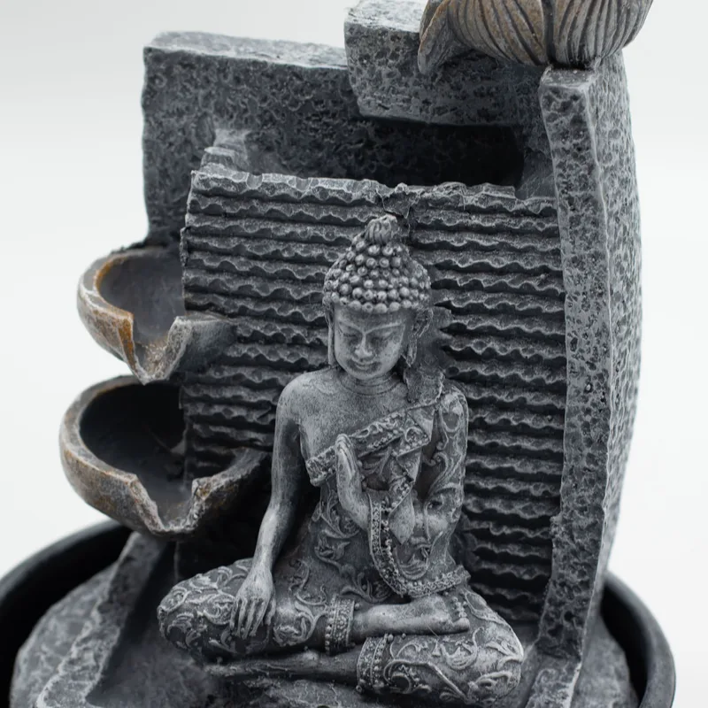 Tabletop Water Feature 19x19x28cm Buddha, Lotus Fiore Cascading Potsx — foto 1