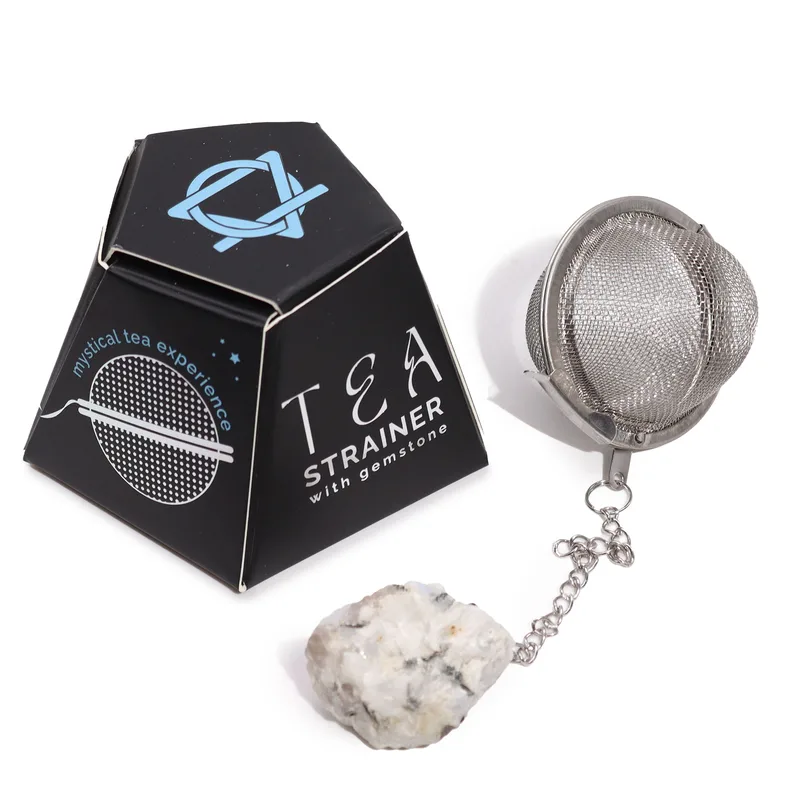Raw Crystal Gemstone Tè Strainer - Rainbow Moonstone