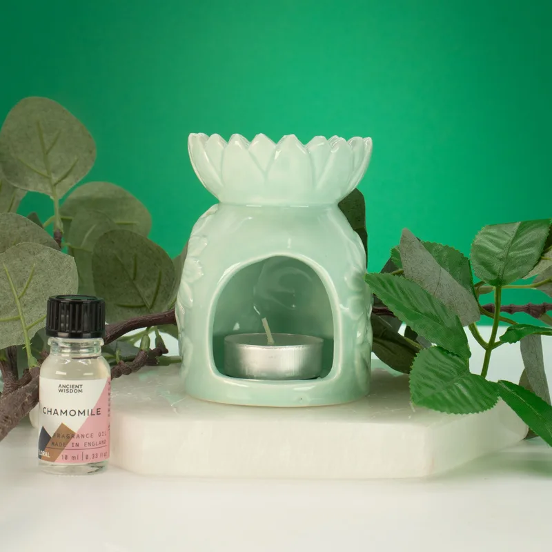 Ceramic Sunflower Olio Bruciatore - Pastel Verde — foto 4