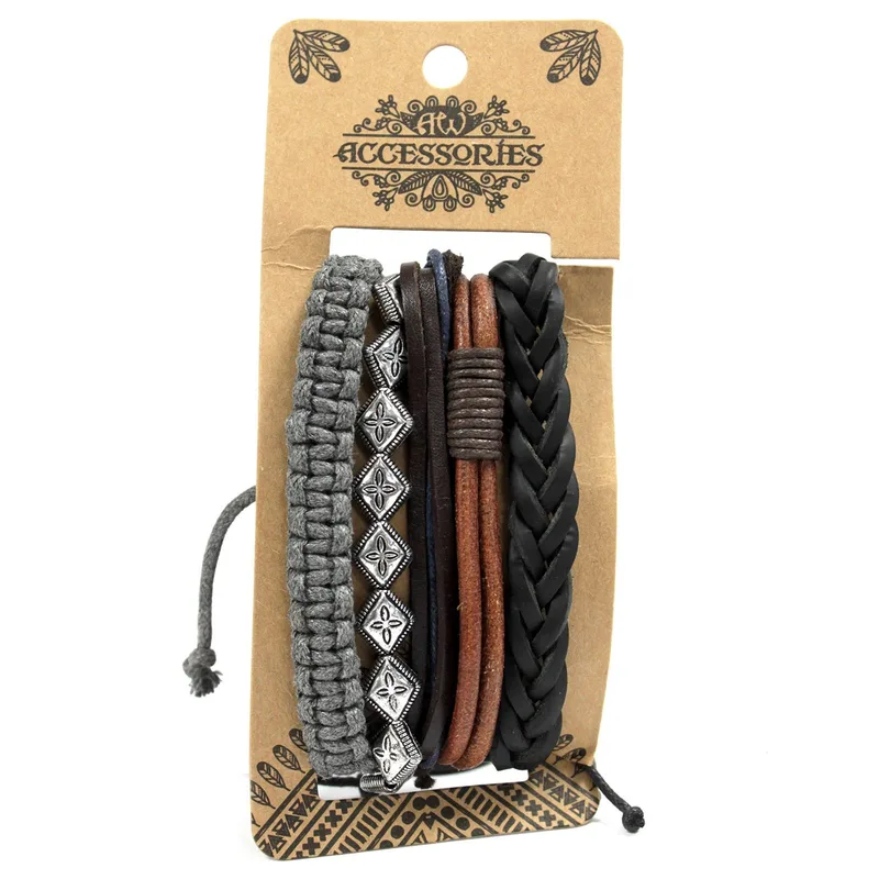 Mens Bracelet Sets - Metal & Leather (asst) — foto 1