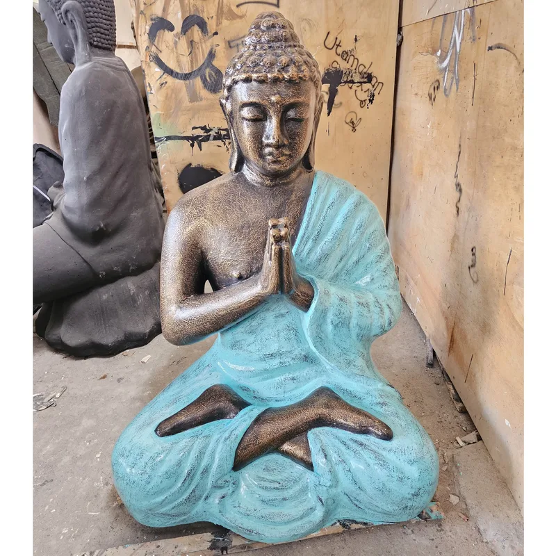 Med Large Turquoise & Oro Praying Buddha Statue 1.2m Tall
