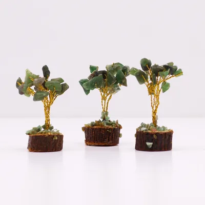 Mini Gemstone Trees On Legno Base - Verde Aventurine (15 stones) — foto 4