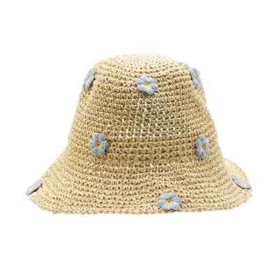 Nomad Sari Floppy Straw Sun Hat - Beige & Blu Fiori — foto 1
