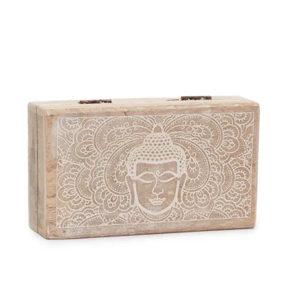 Med Square Scatola 17x10x4.2cm Buddha Face Whitewash