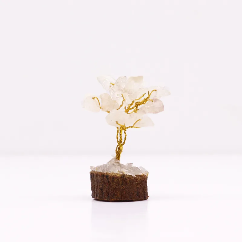 Mini Gemstone Trees On Legno Base - Rock Quartz (15 stones) — foto 2