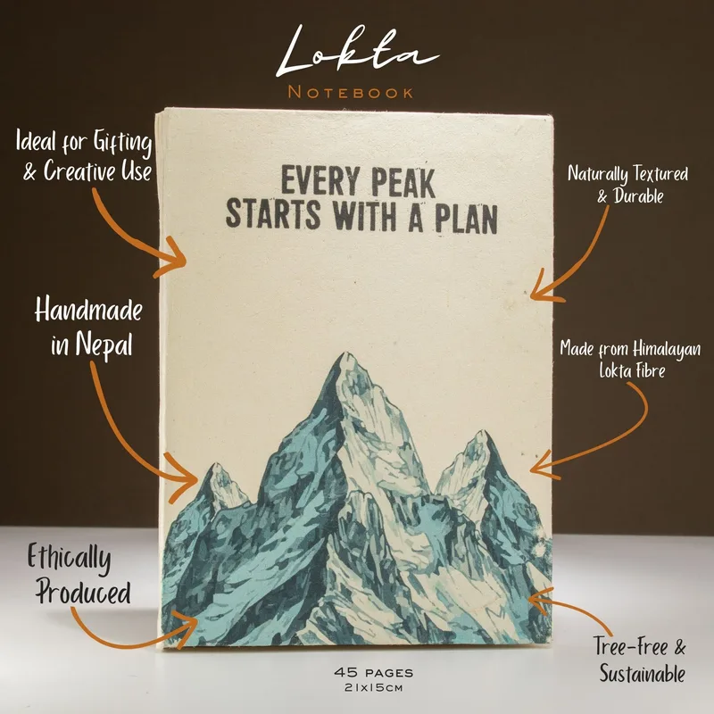 Lrg Lokta Inspiration Notebook (21x15cm) - 45 leafs - Every Peak - inc bookmark — foto 1
