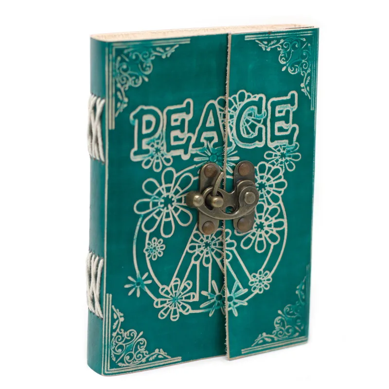 Leather Verde Peace with Lock Notebook