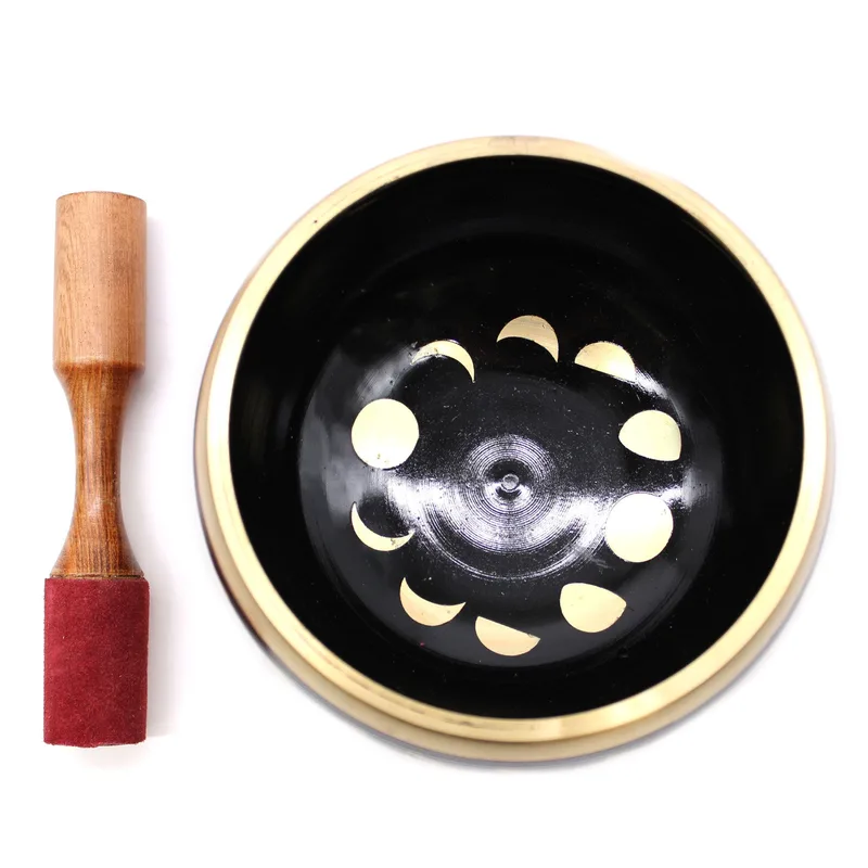 Lrg Moon Phase Singing Bowl Set- Nero 14cm