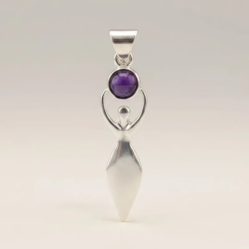 Indian Devotional Pendant Argento Plated Goddess Amethyst — foto 4