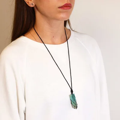 Laced Gemstone Flat Point Pendant - Amazonite — foto 1