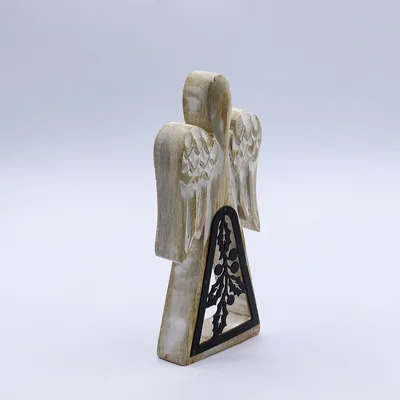 Mango Legno Angel - Whitewash with Iron Decor Cut Out