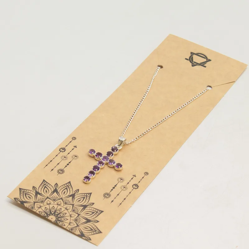 Indian Devotional Pendant Argento Plated Amethyst Crucifix — foto 4