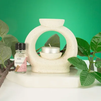 Ceramic Zen Olio Bruciatore - Large Oval Pebble - Speckled Off-White — foto 1