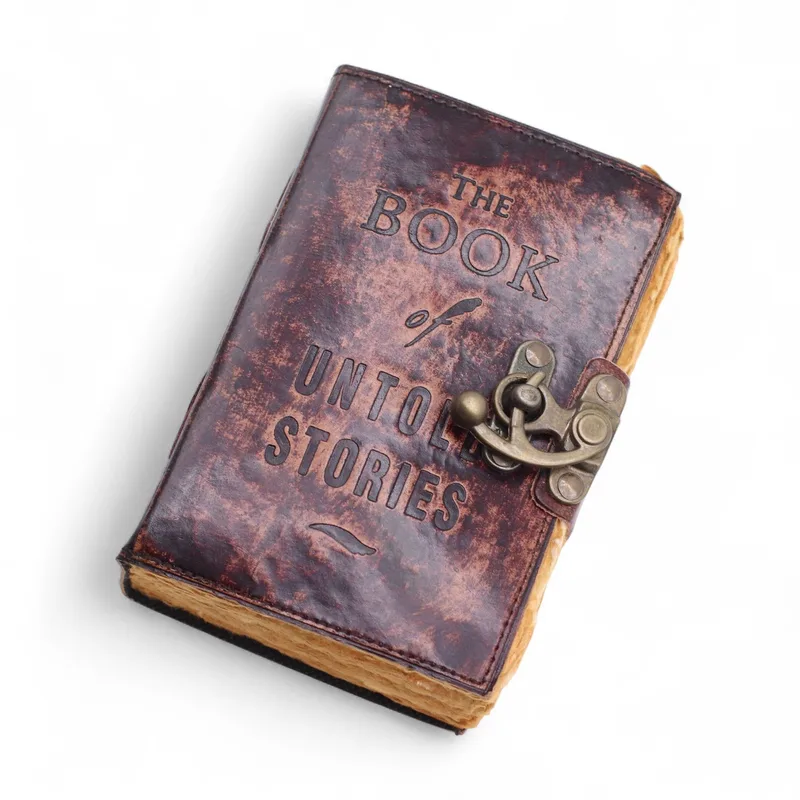 Fat Deckled Leather Notebook – The Book of Untold Stories – 15x10 cm — foto 6