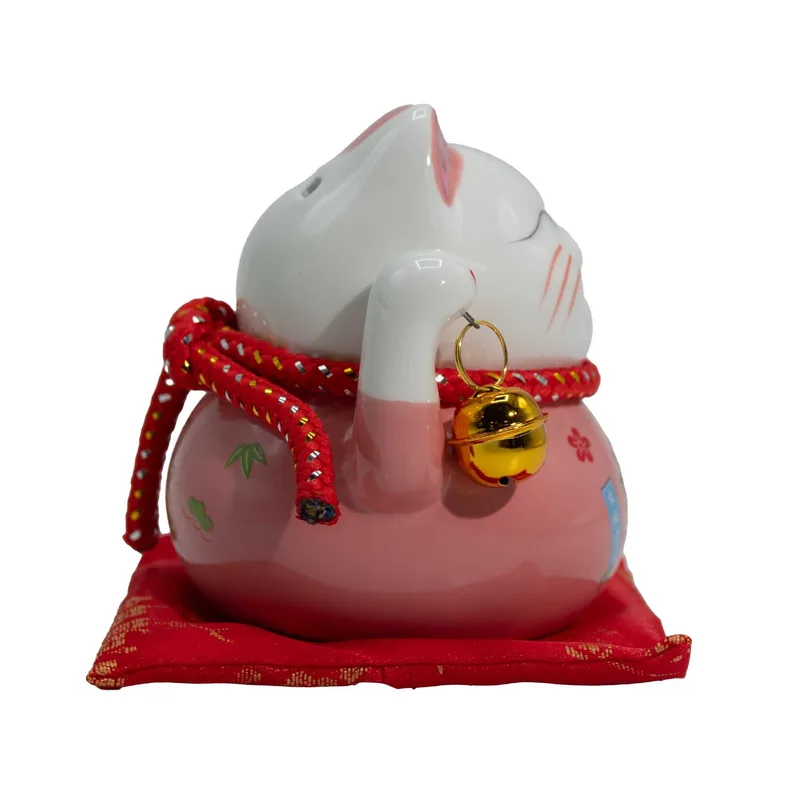 Ceramic Money Cat Bank Pink on Cushion — foto 2