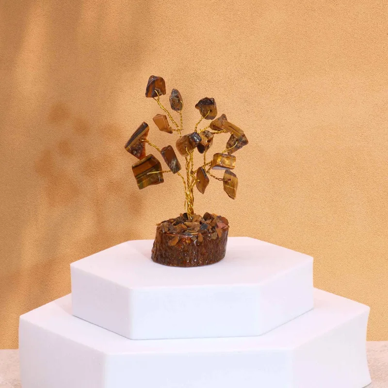 Mini Gemstone Trees On Legno Base - Tigereye (15 stones)