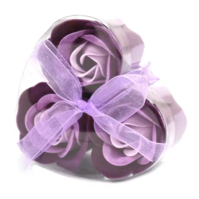 Set di 3 Saponi Fiore Cuore - Scatola con Lavanda e Rose