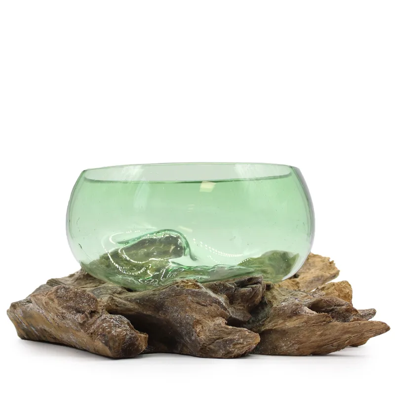 Recycled Beer Bottles - Lrg Wide Bowl on Legno